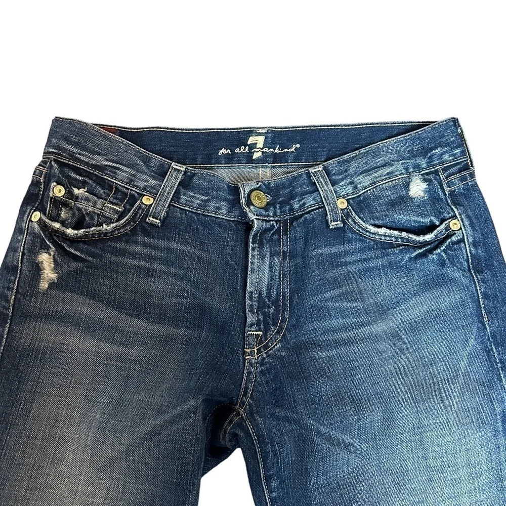 7 For All Mankind Cropped Boot Cut Factory Distressed Jeans  Sz.28